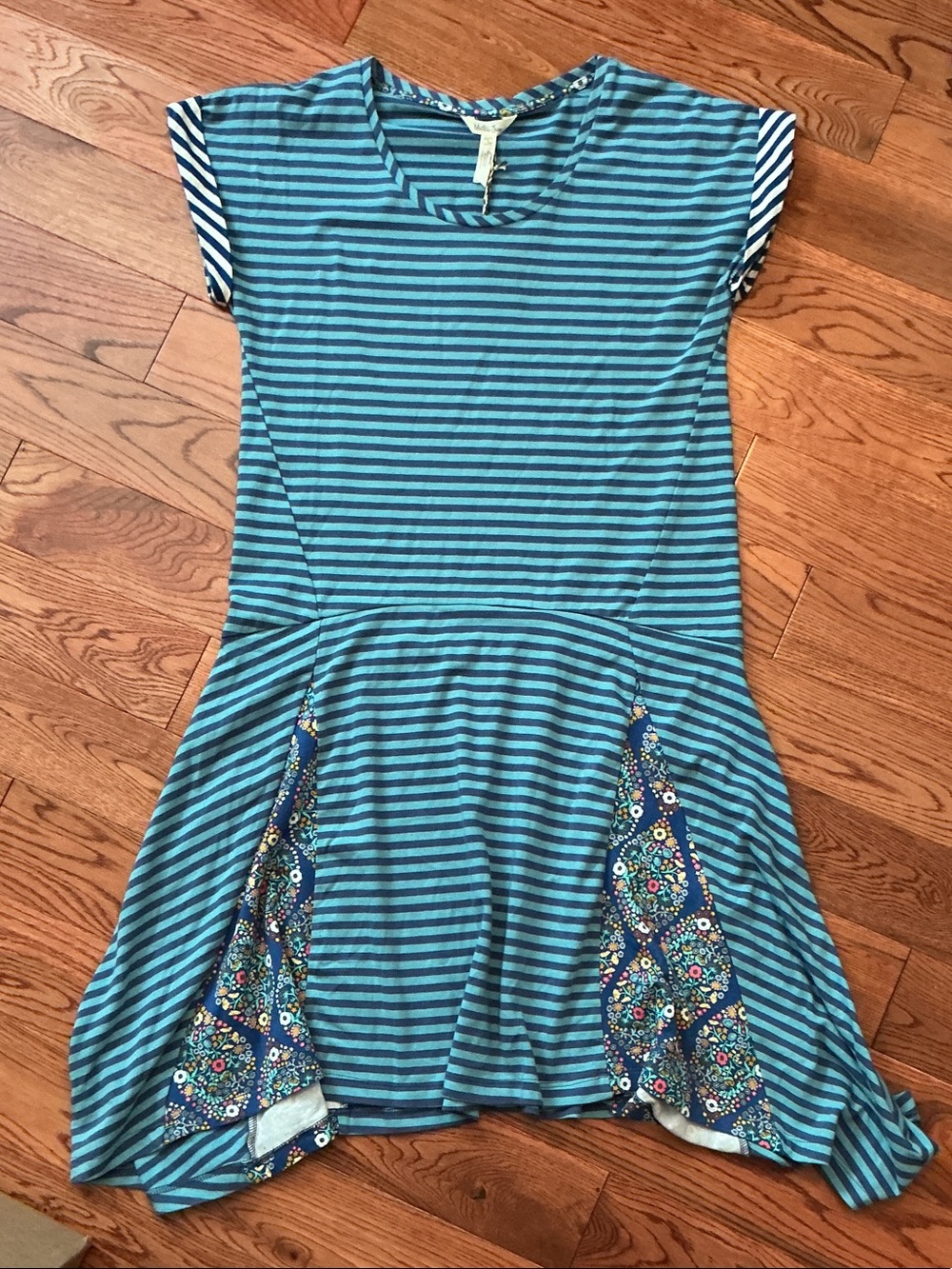 Matilda Jane Blue Striped Walkabout Midi Dress with Floral Inset